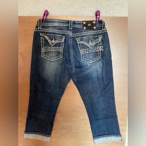 Miss Me Dark Blue Embellished Cropped Jeans